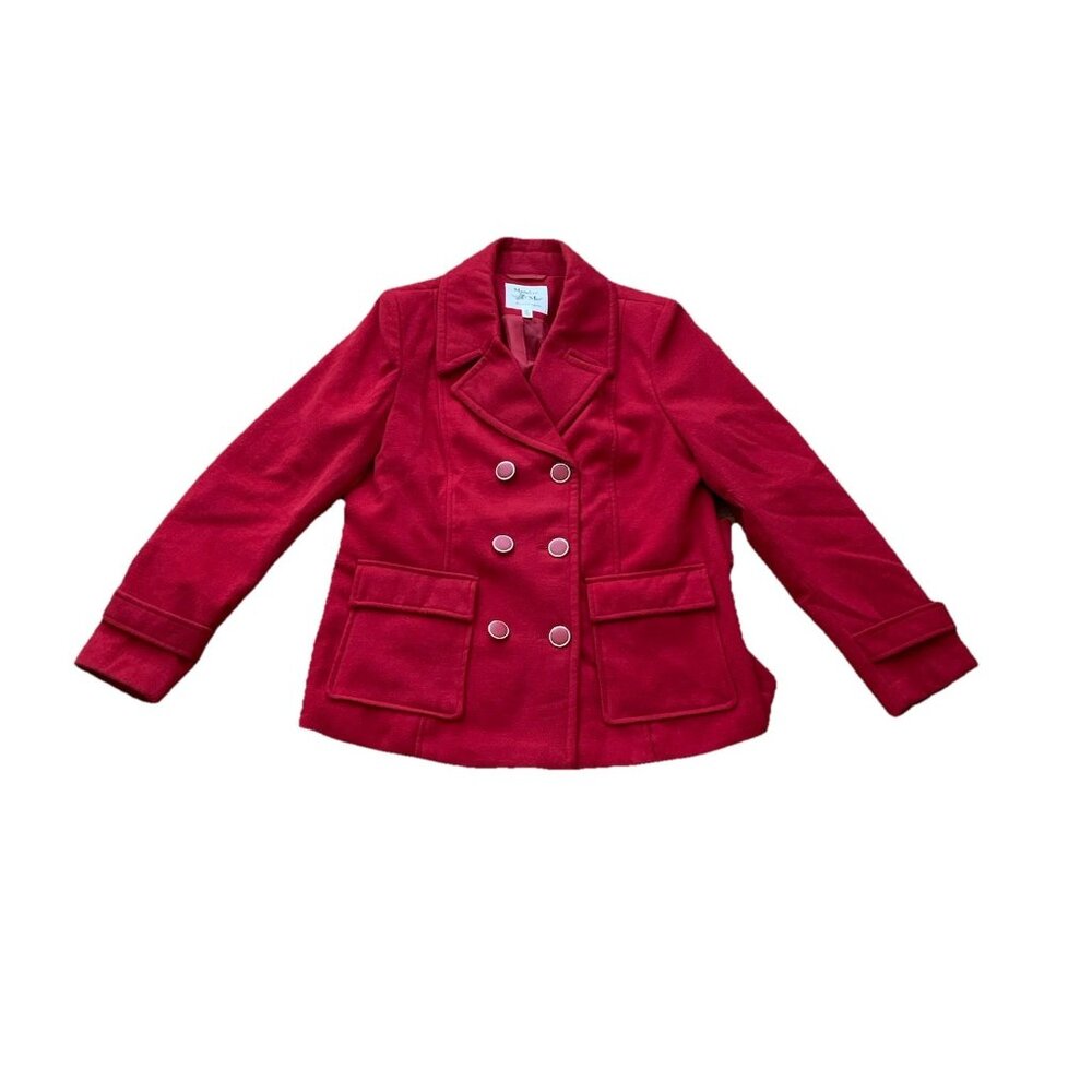 Maralyn & Me Peacoat Red Women’s Juniors XL Classic Double Breasted Coat NWT